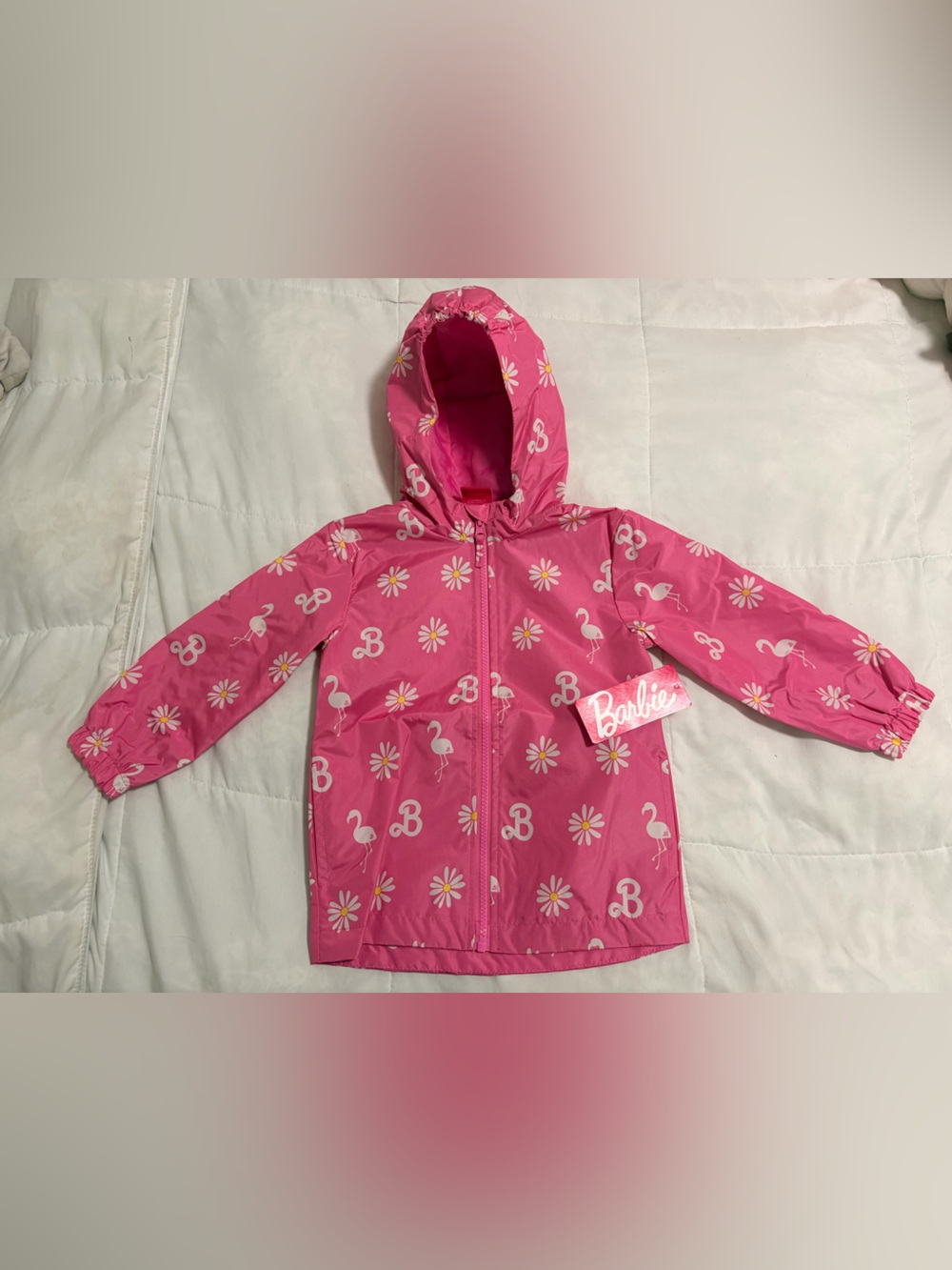Barbie Pink Floral & Flamingo Hooded Raincoat